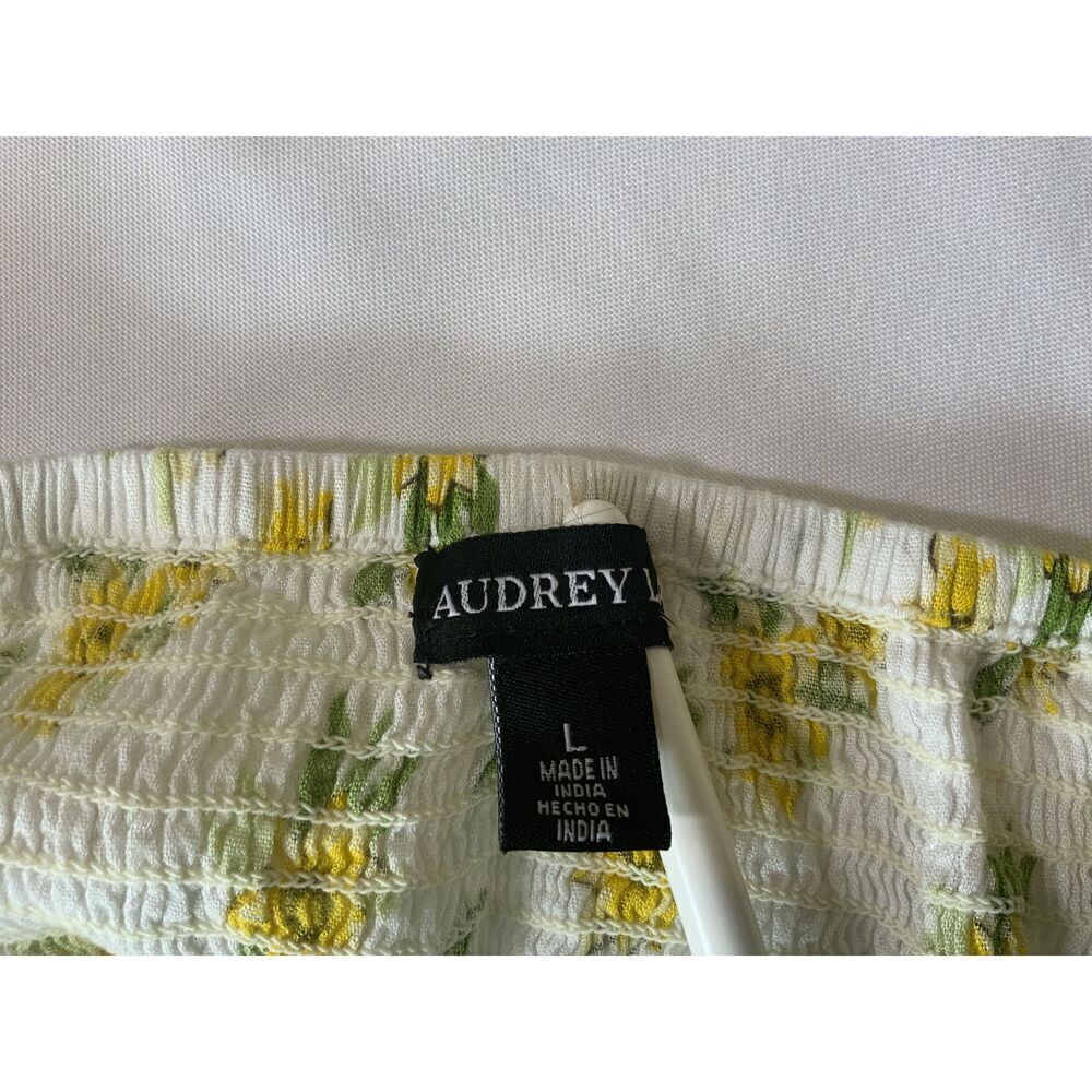 Audrey Lane Yellow Floral‎ Print Sleeveless Ruffled Straps Tank Top Size Large - Picture 12 of 16